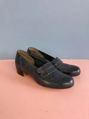 £29.99 • Buy Skerry Vintage Shoes, Navy Blue, UK4, Low Heel, Hand Crafted, 1960s, Mod