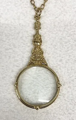 $24.99 • Buy Joan Rivers Magnifying Glass Pendant Necklace 31” Long Goldtone