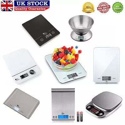 LCD Digital Kitchen Scales Food Weighing Scale Electronic Jewellery Weights Bowl • £12.49