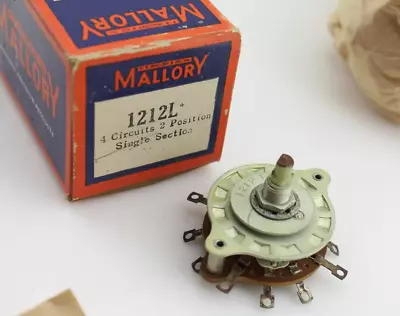 NOS Vintage 1960 MALLORY 1212L Rotary Switch 4 Circuits 2 Position Single Sectio • $26.15