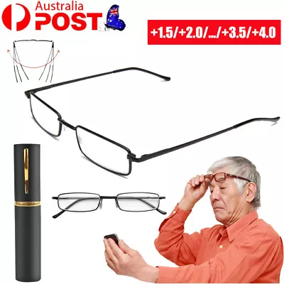 UP TO 6X +1+1.5+2+4 Strength Reading Glasses W/ Foldable Tube Case Unisex • $8.35