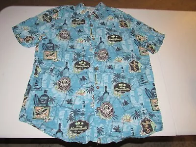 Margaritaville Mens Blue Multi-Colored Button Up Rayon Hawaiian Shirt Size L NWT • $5.99