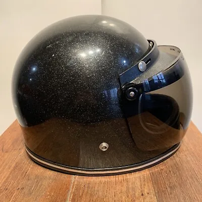 Vintage 70s Black Snowmobile Racing Shield Helmet Racing Mens XL/XXL Full Face • $174.95