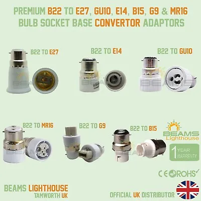 2x Bayonet B22 To E27/GU10/E14/B15/G9/MR16 LED/CFL Adapter Light Bulb  Convertor • £4.49