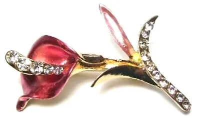 £4.65 • Buy Gold Pink Crystal Diamante Lily Flower Brooch Pin Wedding Ladies Women Dress UK