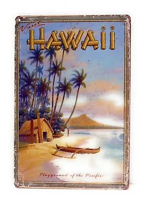 $8.99 • Buy Visit Hawaii Playground Of The Pacific Hawaiian Sign, Beach Sign, Home Decor
