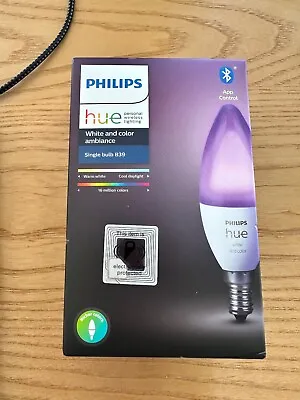 $59 • Buy Philips Hue White And Colour Ambience Bulb Candle E14 Bluetooth Brand New In Box