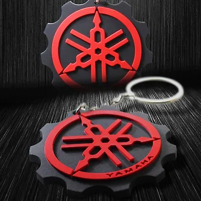 3D Soft ABS Rubber Motorcycle Keychain Key Chain Fob Ring Logo Yamaha Black/Red • $8.98