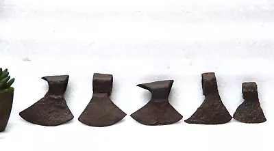 Rare 1850s Indian Hand-Forged Iron Axe Head :Old Unique Collector's Treasure 5Pc • $250.61