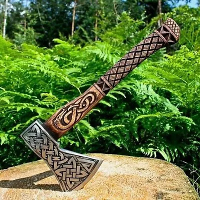 Custom Handmade Carbon Steel Viking Hatchet Hunting Tactical Bearded Camping Axe • $125