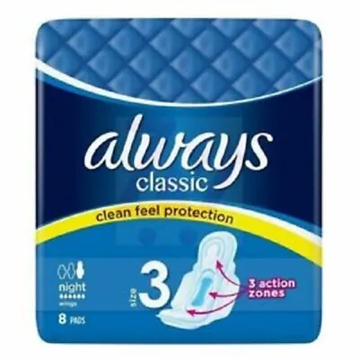 £3.55 • Buy Always Classic Night Size 3 Clean Feel Protection 8 Pads