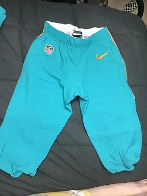 Nike Miami Dolphins Training Facility Cropped Pants Tie Waist Sz 30 Teal Mesh • $14.99