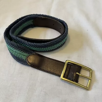 VINEYARD VINES Men’s 32 Preppy Stripe Waxed Cord BELT Blue & Green • $19.99