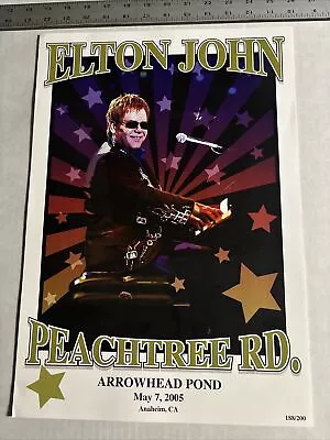 Elton John Peachtree Road Concert Poster Anaheim May 7 2005 #188/200  12.5”x18” • $90