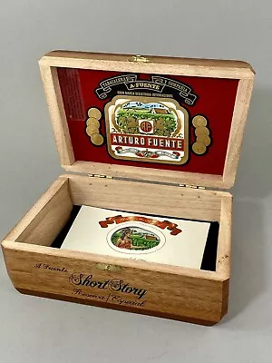 Vtg. Wooden Cigar Box Arturo Fuente Short Story - Empty Men's Wallet Jewelry Box • $7.50
