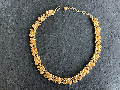 Vintage Crown  Trifari Oak Leaf And Acorn Gold Tone Necklace • $75