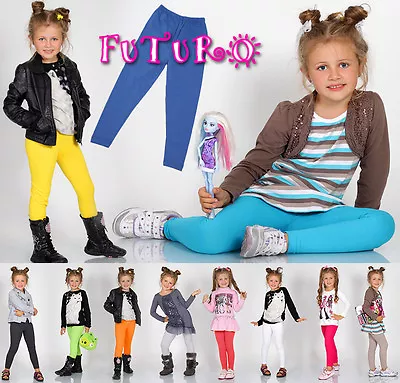 Thick Warm Cotton Girls Full Length Leggings Basic Plain Kids Pants Children • £2.99