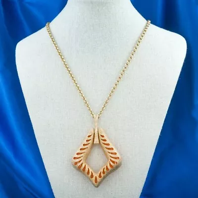 Vtg SARAH COVENTRY “Autumn Trio” Orange & Amber GT Tiger Stripe Pendant Necklace • $26