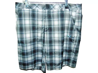 Puma Men's 38x10.5 Polyester Blend Golf Shorts Gray Plaid • $12.99