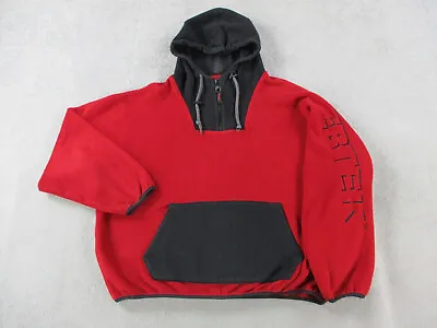 VINTAGE Eddie Bauer Jacket Mens XL Red Black Hoodie Sweater Ebtek Polartec USA • $59.99