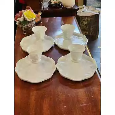 Vintage Colony Glass Harvest Milk Glass Snack Set Of 4 • $44