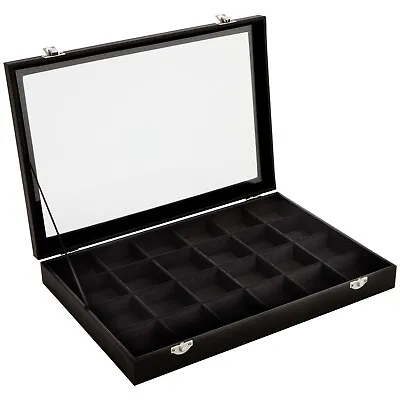 Black Jewelry Display Tray With Velvet Lining For Rings Stones 14 X 9.5 X 2 In • $22.69