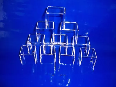 10 Clear Acrylic Display Plinths For Collector Display Cabinet Risers 50x50x50 • £10.99