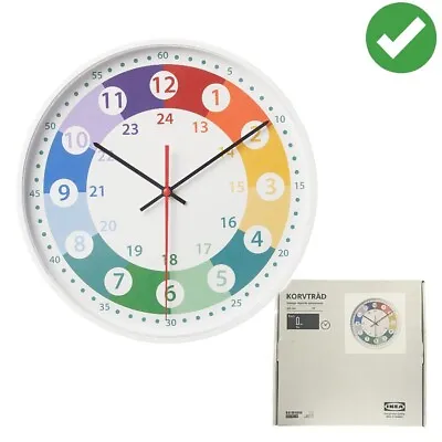 New Ikea Multicolour Wall Clock 28cm Stylish Low Voltage Kids Room Decor Fun UK • £12.99