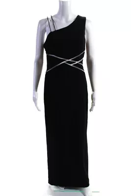 Aidan Mattox Womens One Shoulder Sleeveless Evening Gown Black Size 8 • $128.11