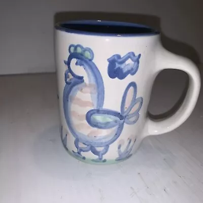 Vintage MA Hadley Pottery Chicken Rooster Farm Coffee Cup Mug “The End” • $18