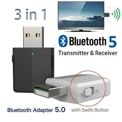 3 In 1 USB Bluetooth 5.0 Audio Transmitter/Receiver Adapter For TV/PC/Car Grace • $4.79