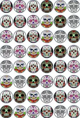 48 X 3 CM SKULLS EDIBLE WAFER PAPER CUPCAKE/FAIRY CAKE TOPPERS • £2.49