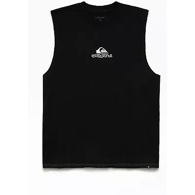 Quiksilver Tank Top Evolution Of Surfing Muscle Tank Black Cut Off Tank Mens M • $25