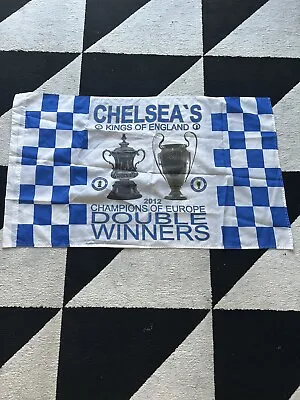Vintage Chelsea FC Flag Champions Of Europe 2012 Double Winners Kings Of England • £9