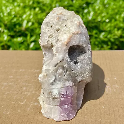 2.3lb Natural Crystal Cluster Quartz Mineral Specimen Hand Carved Skull • $0.99