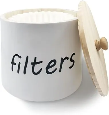 Coffee Filter Holder Pine Wood Storage Container Basket Lid Large Size 6.57*5.9  • £7.90