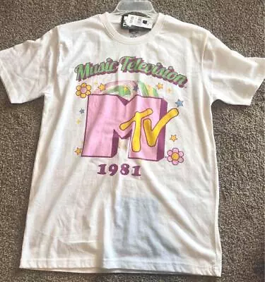 NEW Mtv Music Television Pink Green Yellow Short Sleeve Top T-shirt Med Large XL • £4.83