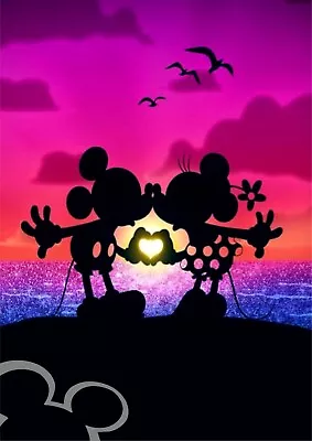 Disney Mickey And Minnie Mouse A4 Art Print Photo Picture Watercolour Effect • £4