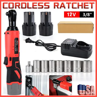 12V 3/8  Cordless Electric Ratchet Socket Impact Wrench Right Angle Battery 60Nm • $44.99