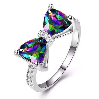 $2.33 • Buy 925 Silver Filled Cubic Zircon Ring Women Jewelry Wedding Gift Sz 6-10