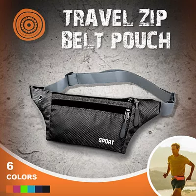 $6.75 • Buy Waterproof Running Belt Bum Bag Travel Waist Bags Money Zip Pouch Sports Wallet