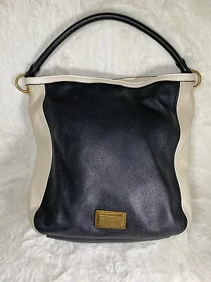 Marc By Marc Jacobs Leather Hobo Bag Purse Black White Large Standard Supply • $76.30