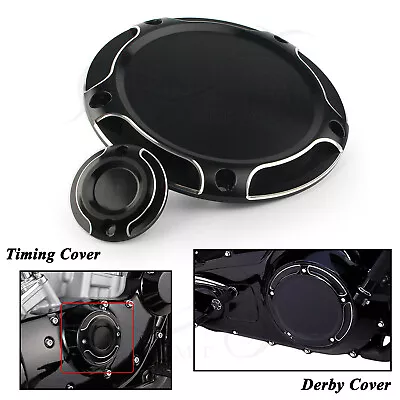 Black Edge Cut 5 Hole Derby Timing Timer Cover For Harley Road King Street Glide • $35.13