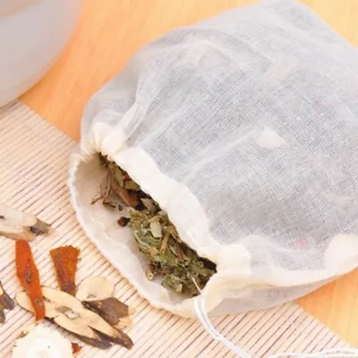 10* Cotton Muslin Drawstring Filter Bag For Spice&vanilla Bouquet Garni • £3.54