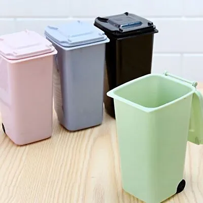 Workspace With Cover Garbage Storage Box Mini Trash Can Desktop Bin Pen Holder • $10.49