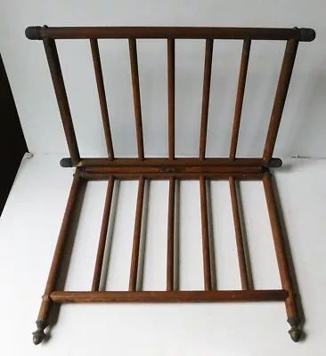 Antique Victorian Folding Magazine Rack Hanging Oak Brass Spindles Repurpose • $9.99