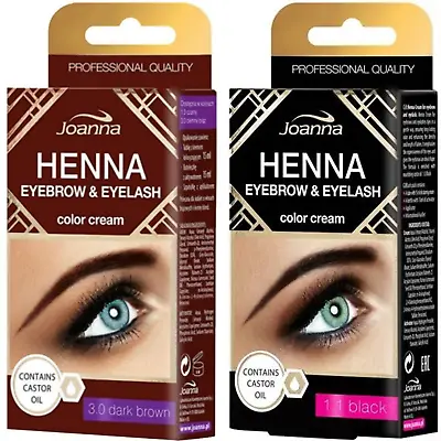 Joanna Eyebrow Tint Black Brown Cream Eyebrow Eyelash Full Dye Lash Kit SET 15ml • £4.09