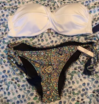 Victoria's Secret Bandeau Rio Twist Push Up Bikini Set Bottom String Side  36C L • $29