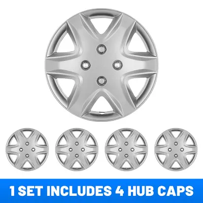 $29.99 • Buy 14  Set Of 4 Silver Wheel Covers Snap On Full Hub Caps Fit R14 Tire & Steel Rim