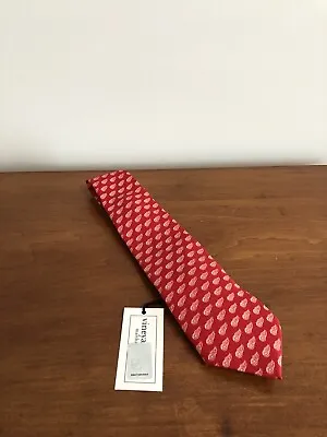 NWT Vineyard Vines Boys NHL Hockey Detroit Red Wings Red & White 100% Silk Tie • $40